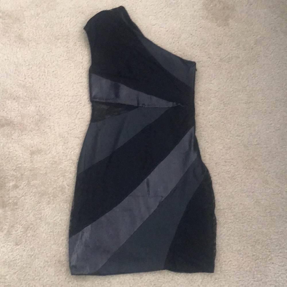 Bebe one shoulder black cocktail dress